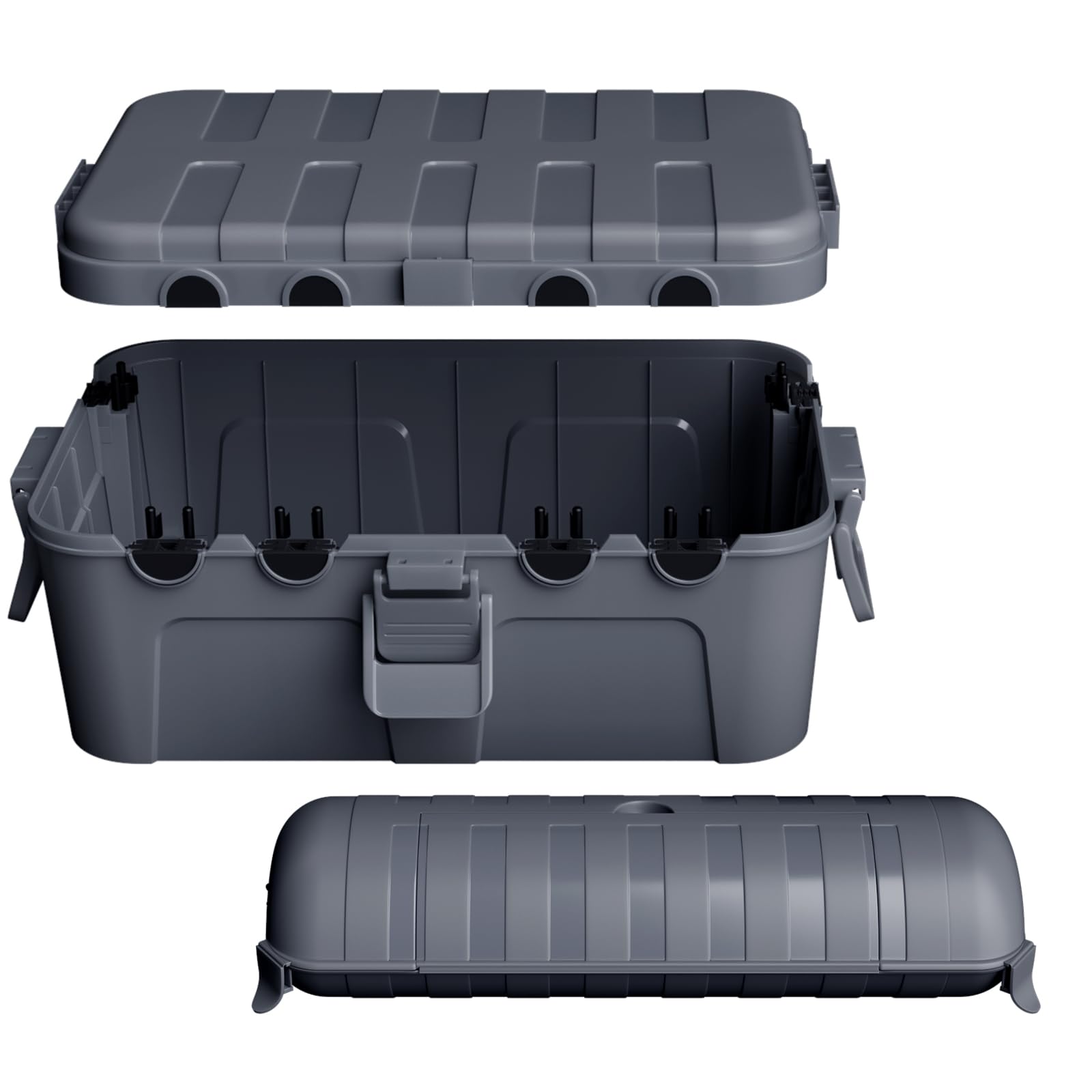 RESTMO 2er Set Kabelbox wasserdicht IP44 für Außenbereich, Große 32x22x13cm und Kleine 29x11x8cm, Schutzgehäuse für Verlängerungskabel Steckdose Schukostecker, Garten Weihnachtsdeko Grau