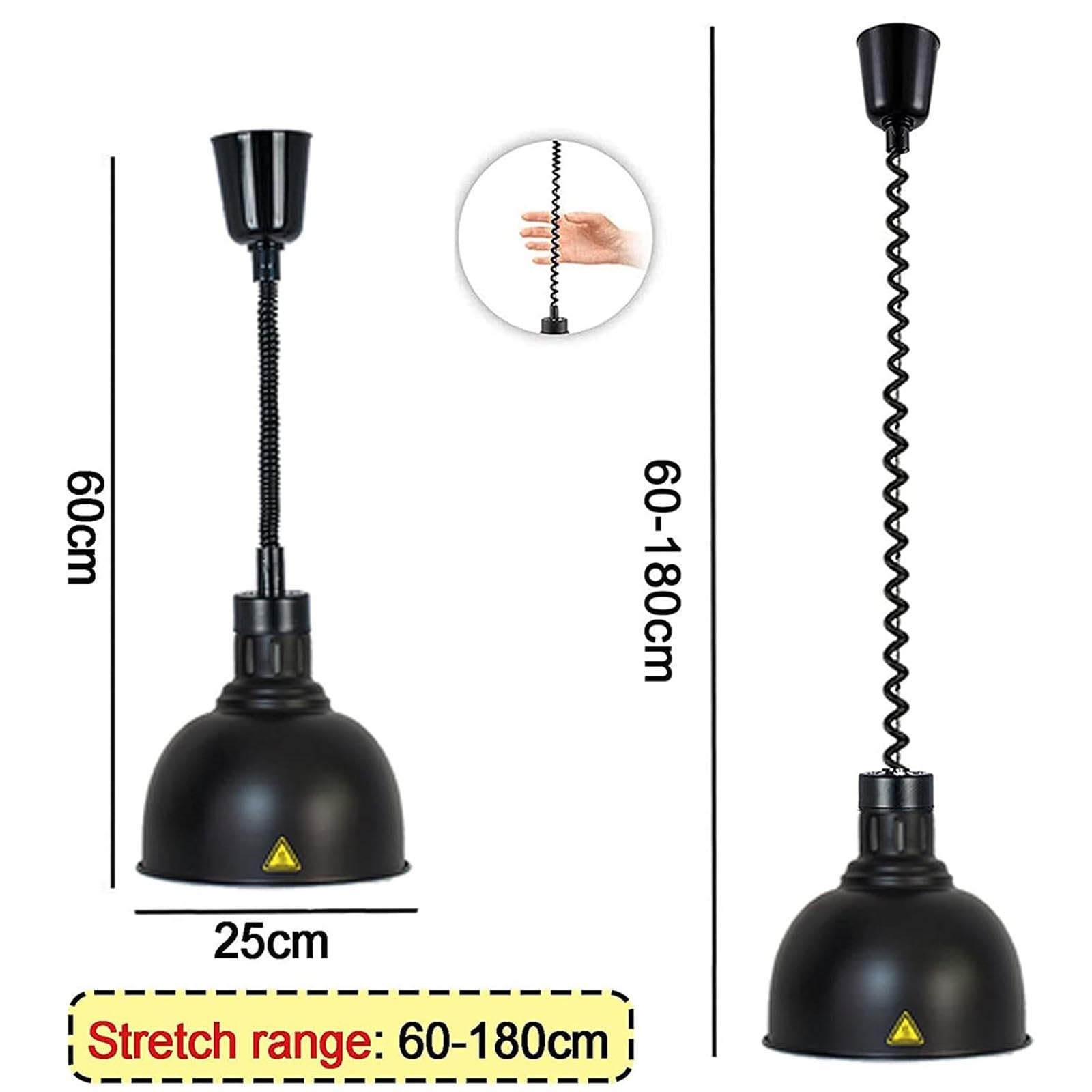 Lampada Scaldavivande per Alimenti, Lampada Scaldavivande, Lampade di Calore Retrattili a Lampadina da 250 W, Scaldavivande per Catering per Forniture di Ristoranti o Uso Domestico