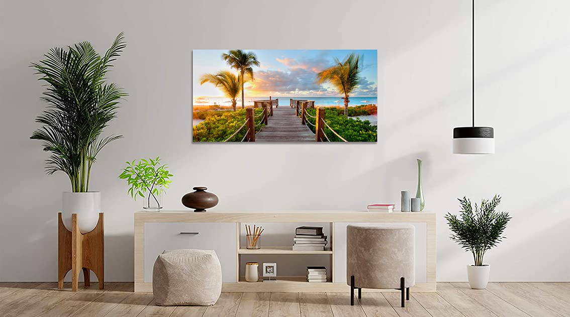 Amazon.co.jp: ポスター アートパネル ヤシ 絵画 海 ハワイ 風景画