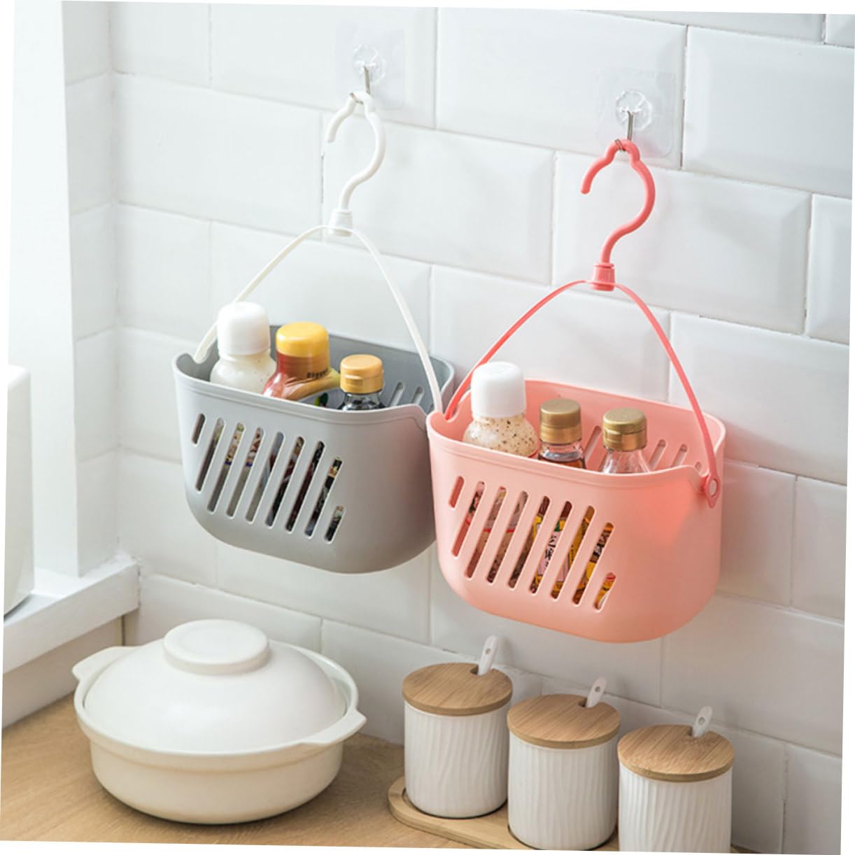 Healifty Cesta de Ducha Portátil de Plástico 4piezas para Almacenamiento y Organización de Champú y Productos de Limpieza, Adecuado para Baño Moderno y Ordenado
