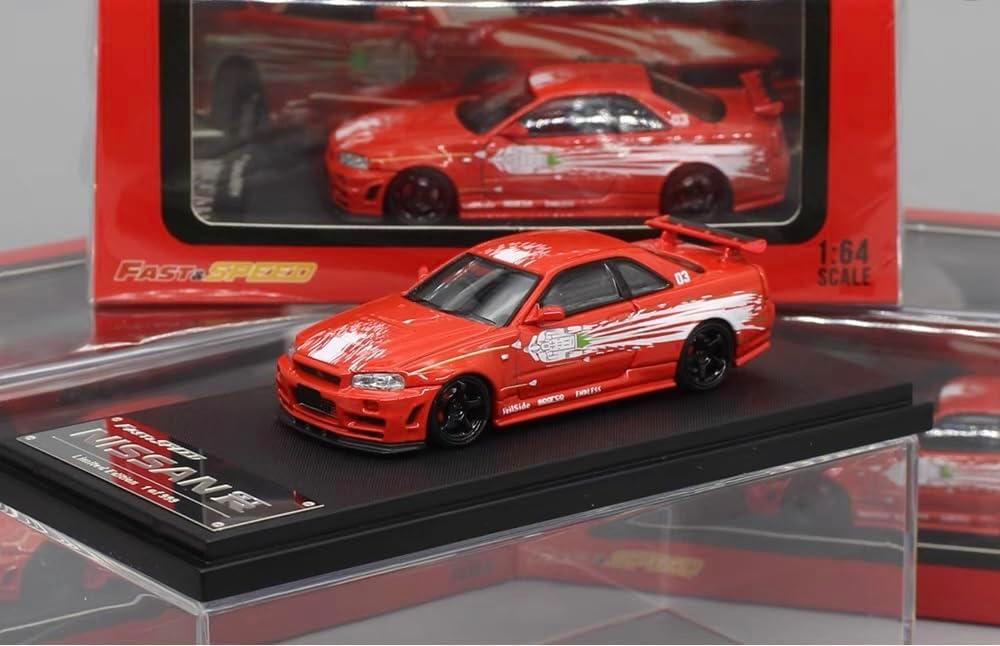Amazon | 1/64 Fast Speed Skyline 日産 スカイライン GT-R Mk5 R34 FNF Red ワイスピ ...