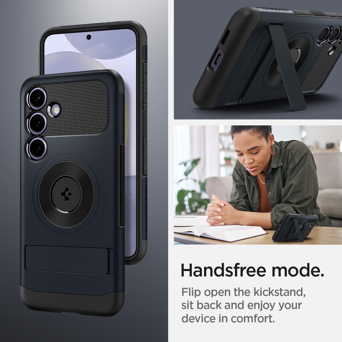 Spigen Slim Armor MagFit Hülle für Samsung Galaxy S24, Kompatibel mit MagSafe Zubehör -Metal Slate