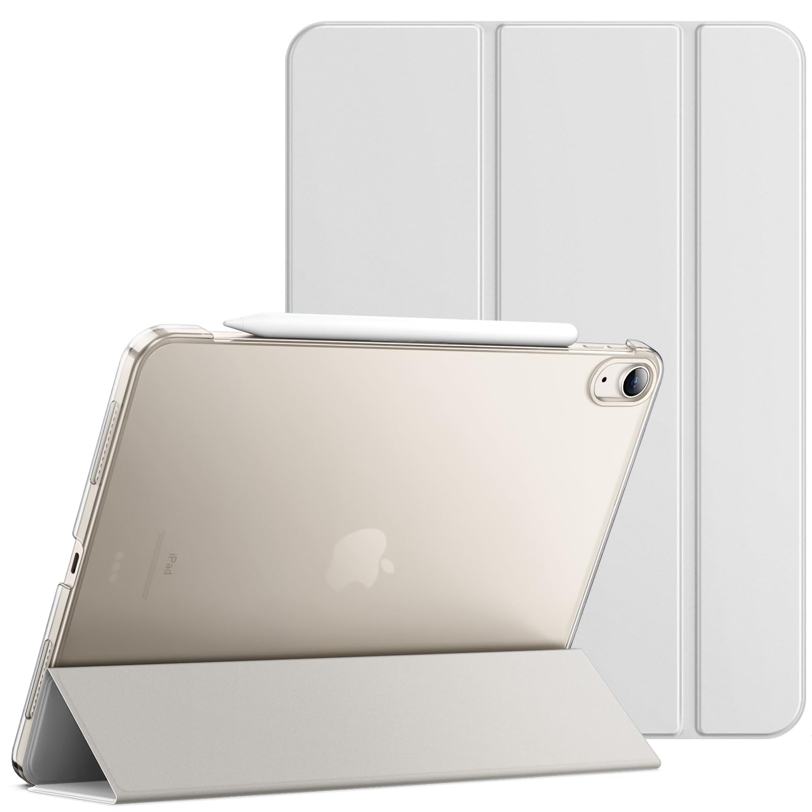 JETech Case for iPad Air 11-Inch M3/M2 (2025/2024), iPad Air 5/4 (2022/2020 5th/4th Generation 10.9-Inch), Slim Stand Hard Back Shell Cover with Auto Wake/Sleep (Silver)