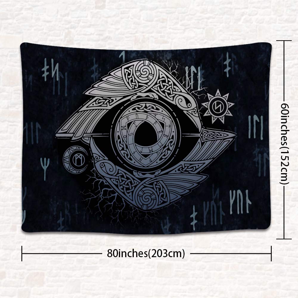 UHOMETAP Viking Art Tapestry Odin's Ravens Viking Crow Tapestry Norse Mythology Art Wall Hanging Decor for Dorm Room Living Home 80 x 60 Inches GTLSUH534 - Image 2