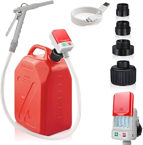 Miniatura 19 de HiNADA Bomba de transferencia de combustible de parada automática: USB tipo C o alimentación de batería, portátil de 3.2 GPM con manguera extra