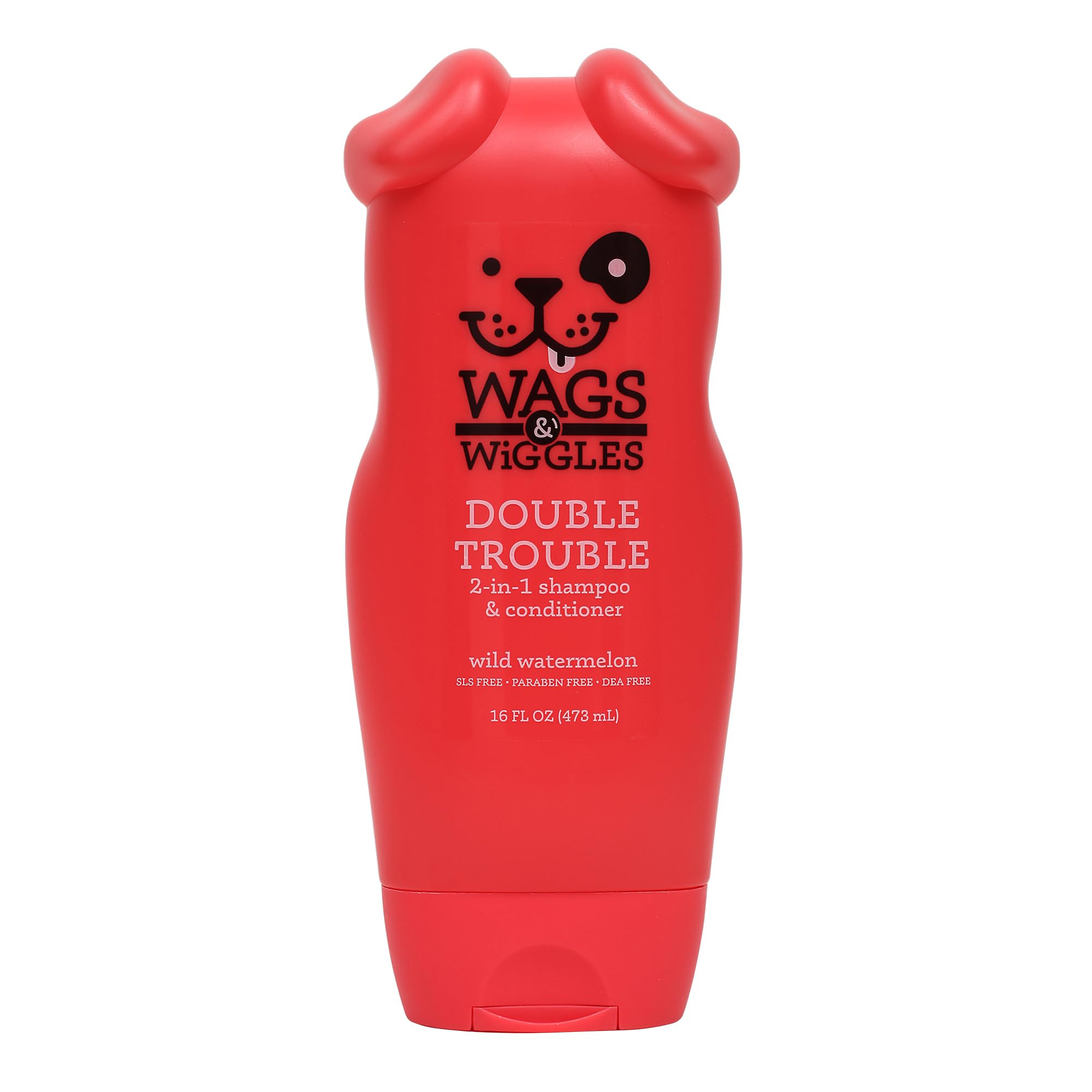 Wags & Wiggles Double Trouble 2-in-1 Dog Shampoo & Conditioner, Fruity Watermelon Scent - Cleansing and Nourishing Shampoo and Conditioner for Dogs, 16 Fl Oz