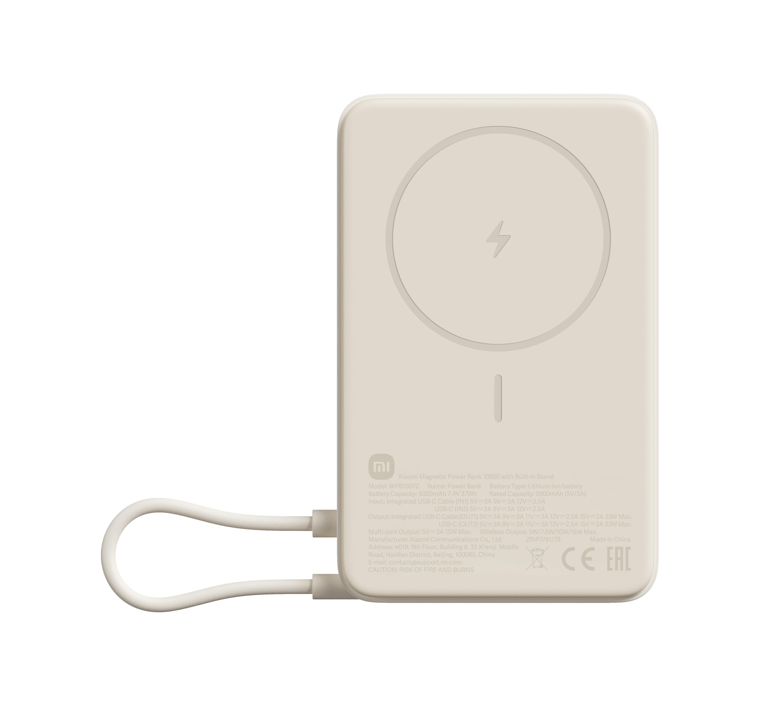 Xiaomi Magnetic Power Bank 10000 evita cortes de energía con su soporte beige 3