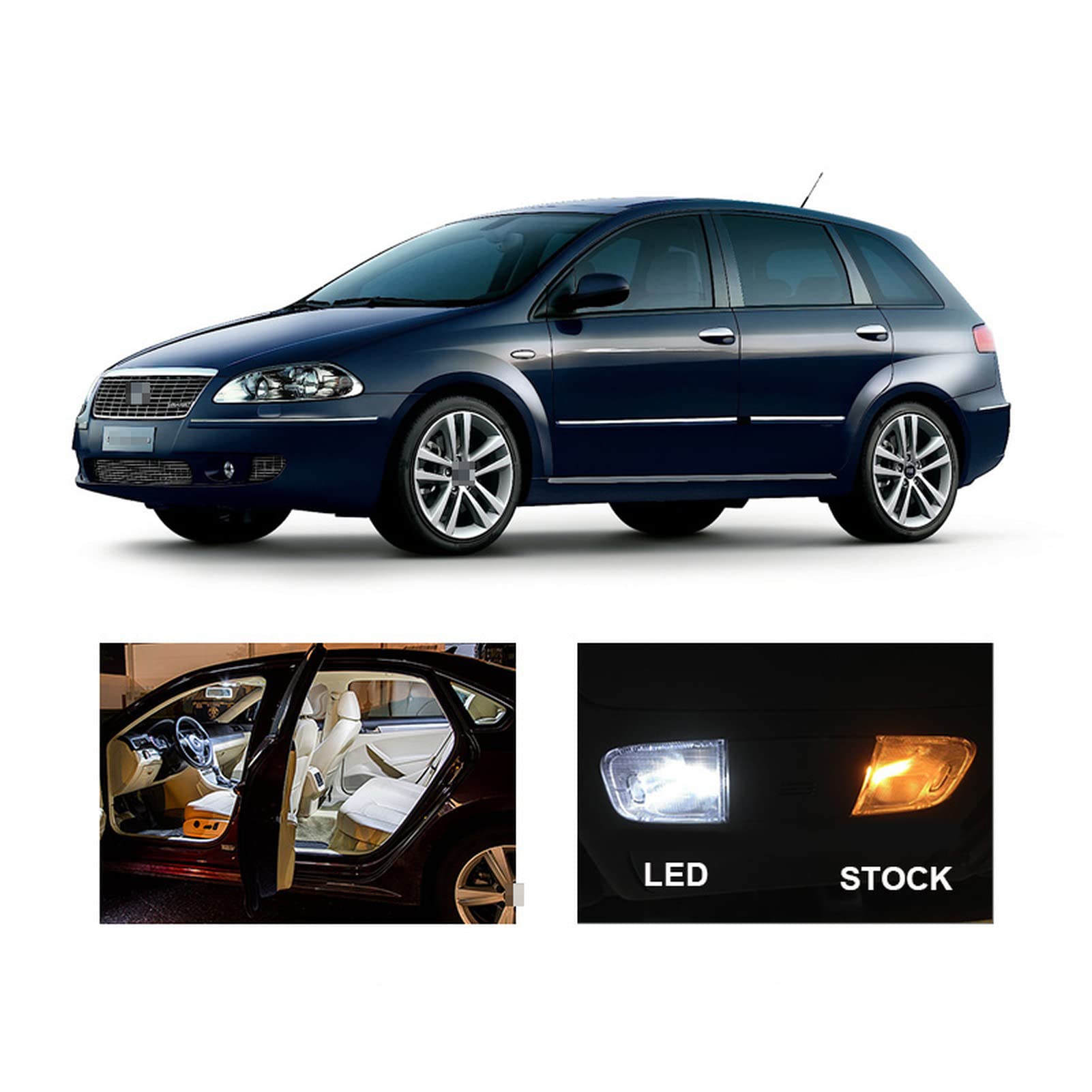12 Uds. De Bombillas LED Canbus sin Error para Coche, lámpara de cúpula Interior, Lectura de Mapa, Kit de luz de Techo para Maletero, para Fiat Croma 2005-2011