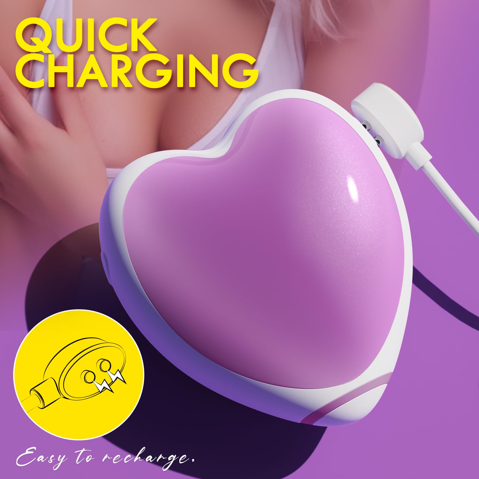 DIAMOND LOVER Sex Toy for Women - Heart Sucking Vibrator Clitoral Nipple Stimulator with 9 Modes, G spot Vibrator with Double Washable Nozzles, Personal Massager for Female Couples Adult-Illusory