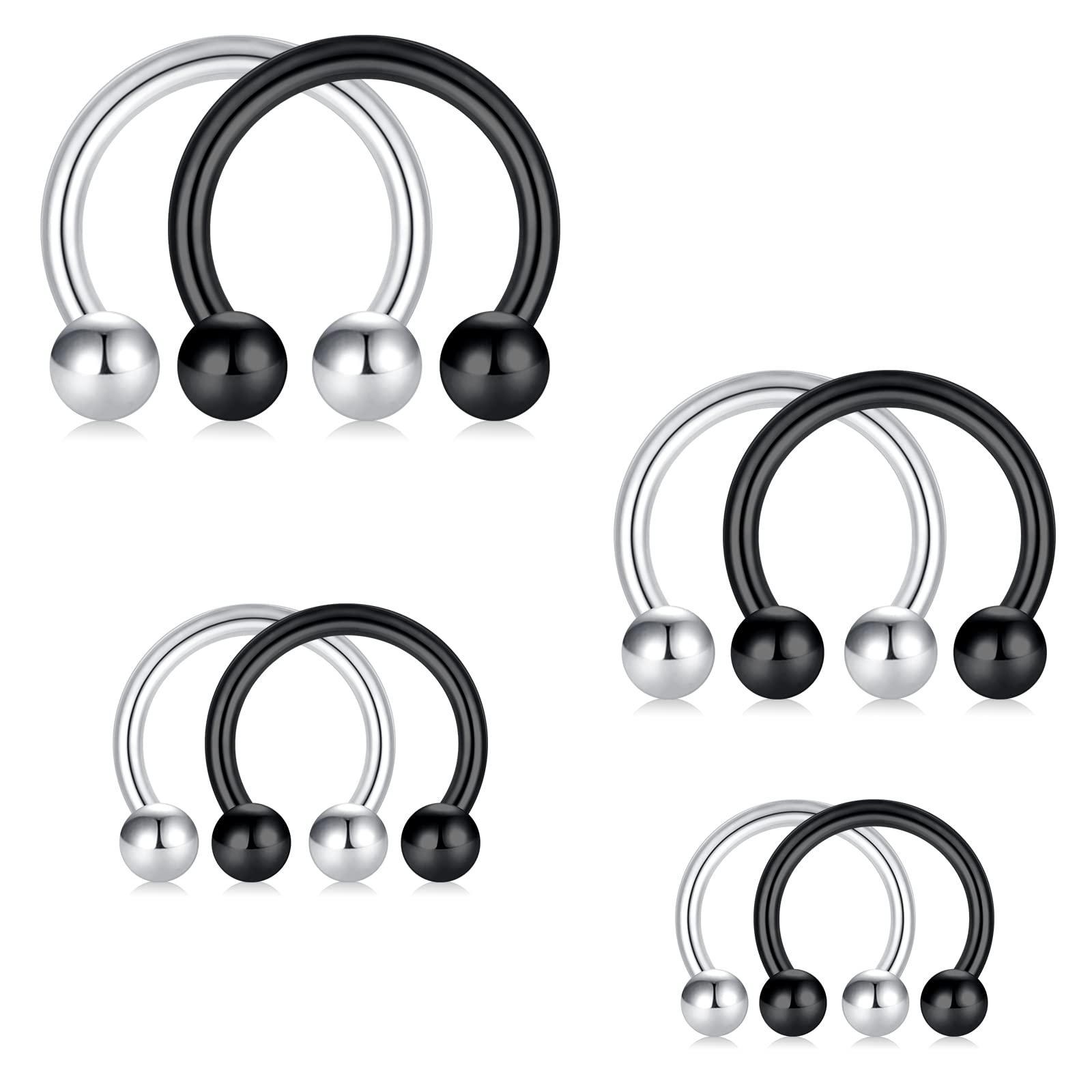 Piercing fer à cheval papillons zircon blanc (oreille, daith, septum