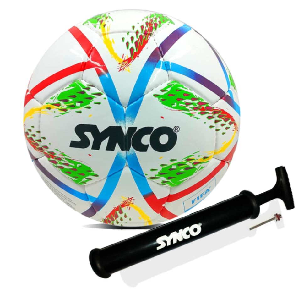 Synco FIFA Approved PU Football Size-5 (PU - SS6500) 32 Panel with Air Pump | Hydra Lock Technology-image-39