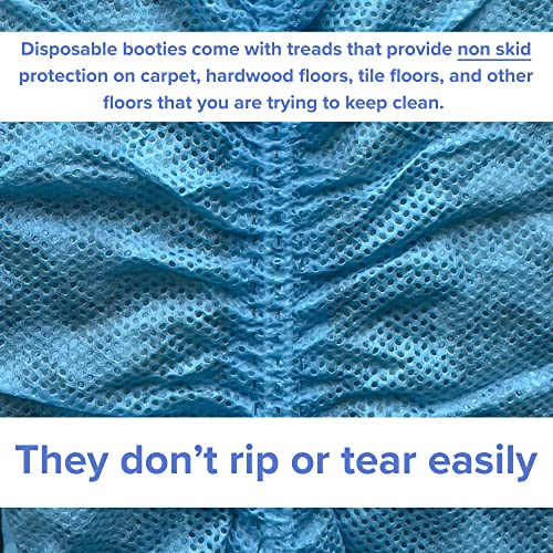 Innovative Haus Blue Indoor Disposable Shoe Covers - Disposable Non Slip Boot Covers - Indoor Reusable Booties - Treads - Water Resistant - 100 Pack, Large