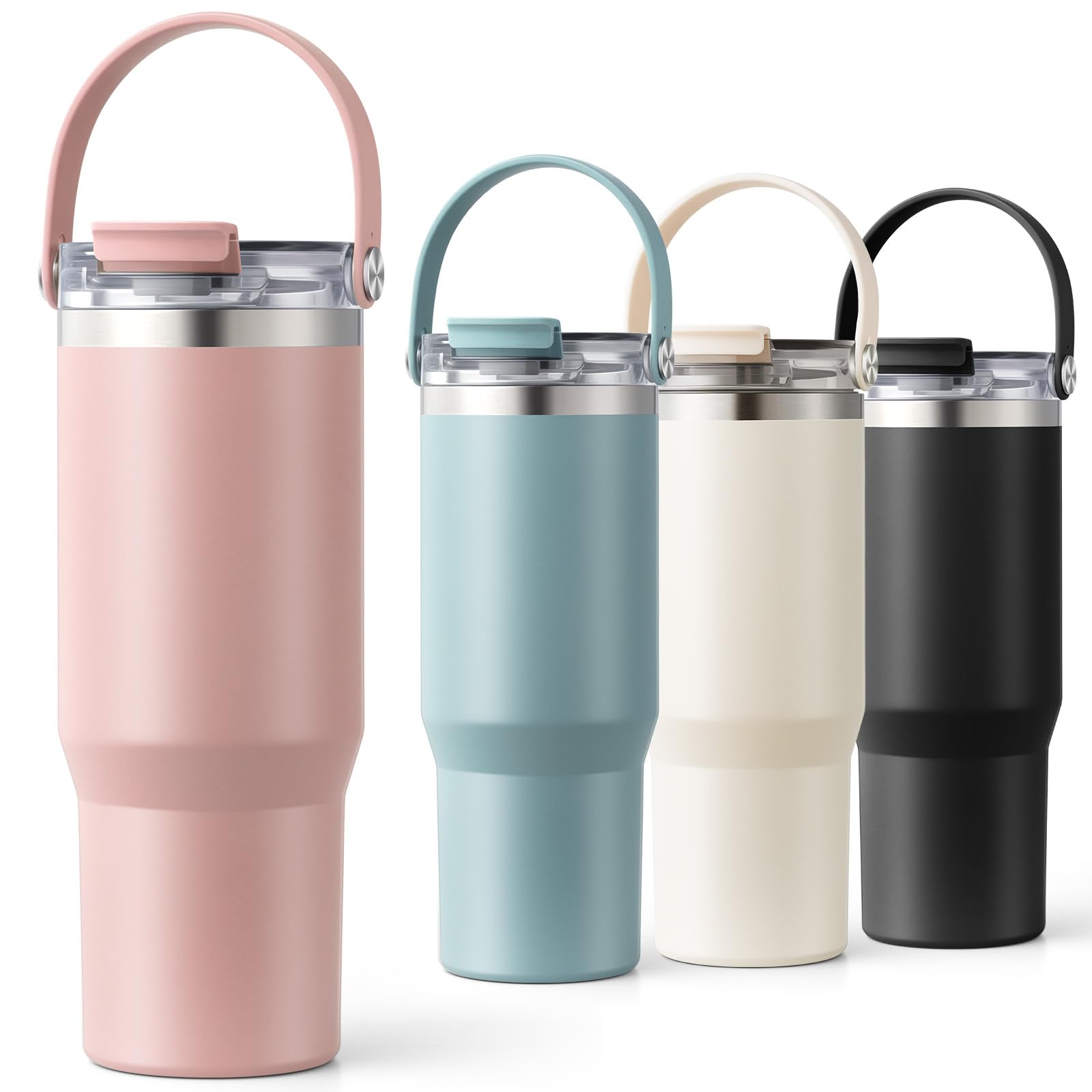 Homealexa Insulated Tumbler 900ml/30oz 304 Stainless Steel, Double Wall Vacuum Design with Leak-Proof Lid and Straw, Perfect for Cold & Iced Beverages Pink