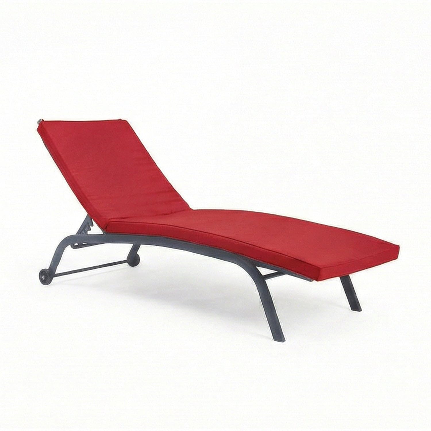 Déco Arts Coussin Bain de Soleil - Coussins Rectangulaires pour Chaise Longue - Coussin Déhoussable avec Traitement imperméable et Poignées de Transport - Certifié OEKO-TEX - 185x60x5 cm, Rouge piment