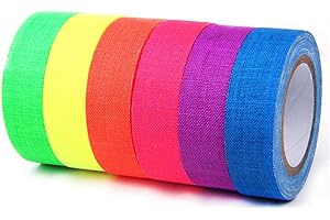 UV Blacklight Tape - 6 Rolls of 0.6" x 16.5' UV Reactive Fluorescent Cloth Tape