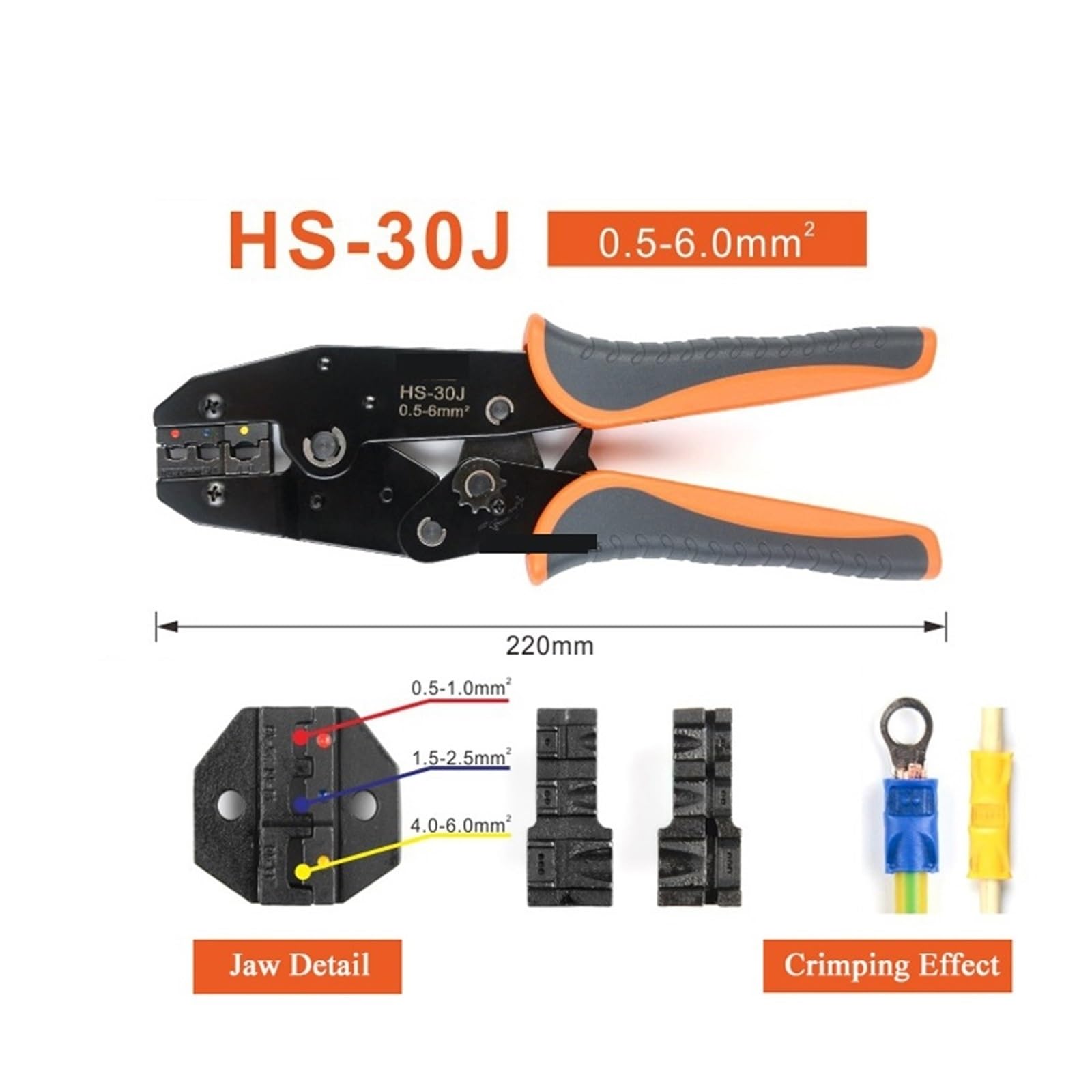 Quetschzange HS-30J Terminals Crimper Werkzeug Butt Bullet Spade Gabel Ring Crimp Terminals Anschlüsse