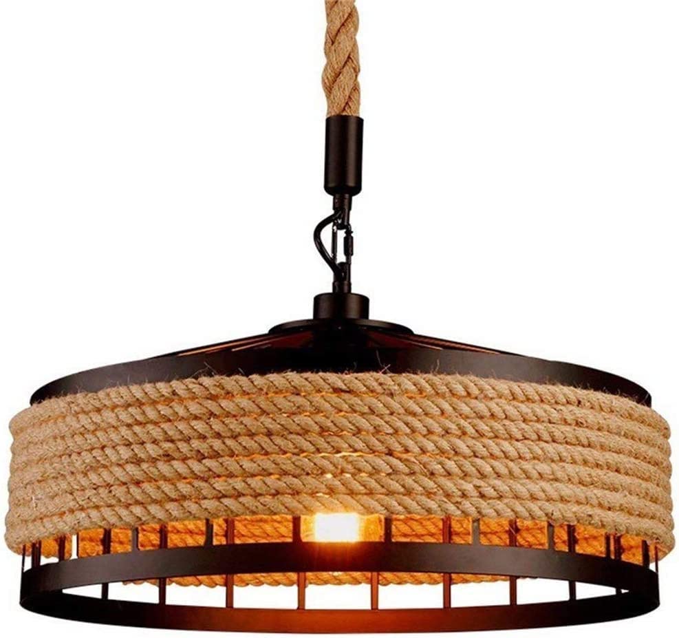 Suspension loft en chanvre pour éclairage de salon rustique et chaleureux