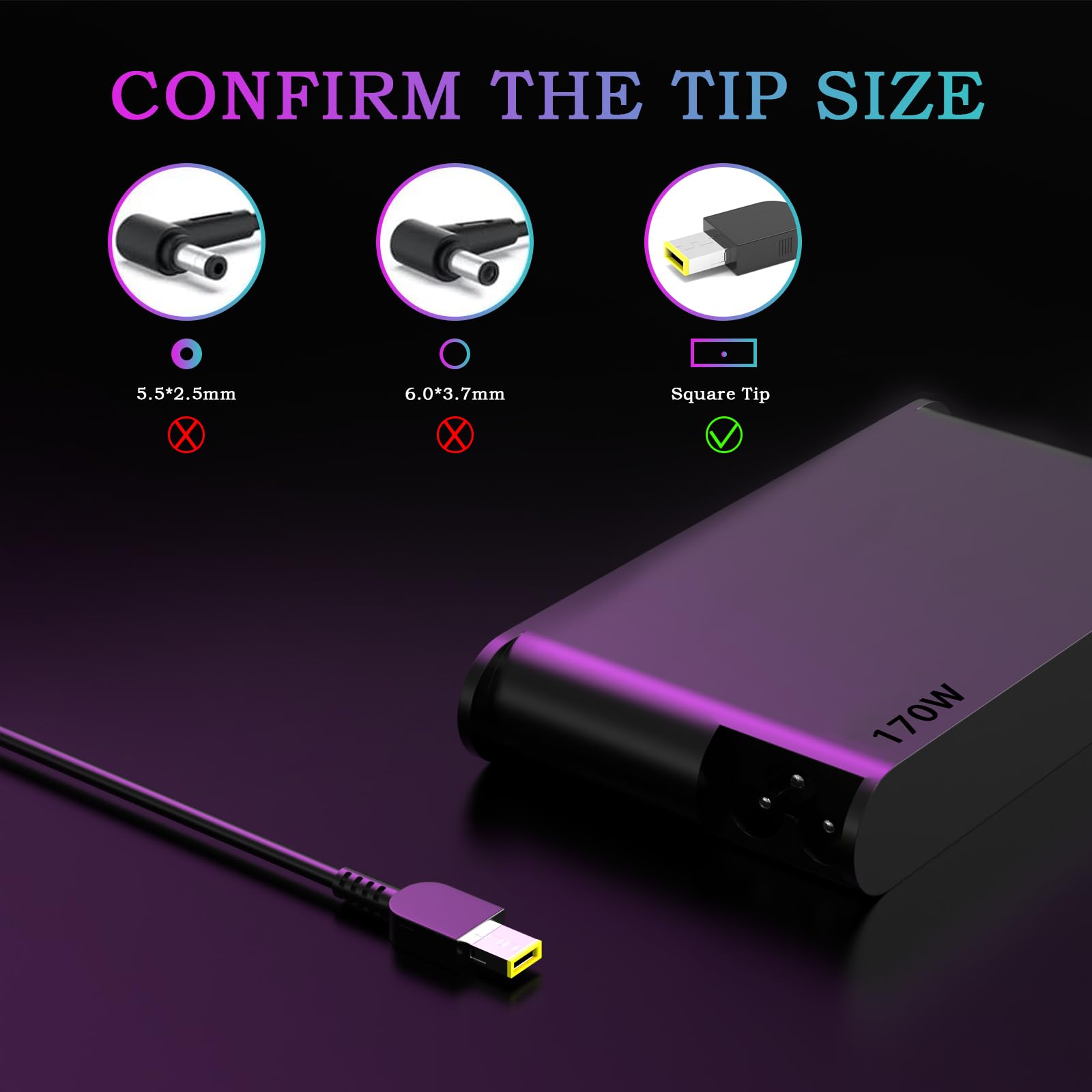 170W Laptop Charger For ThinkPad P16 P50 P51 P52 P53 P70 P71 P73 P15 P17 Series