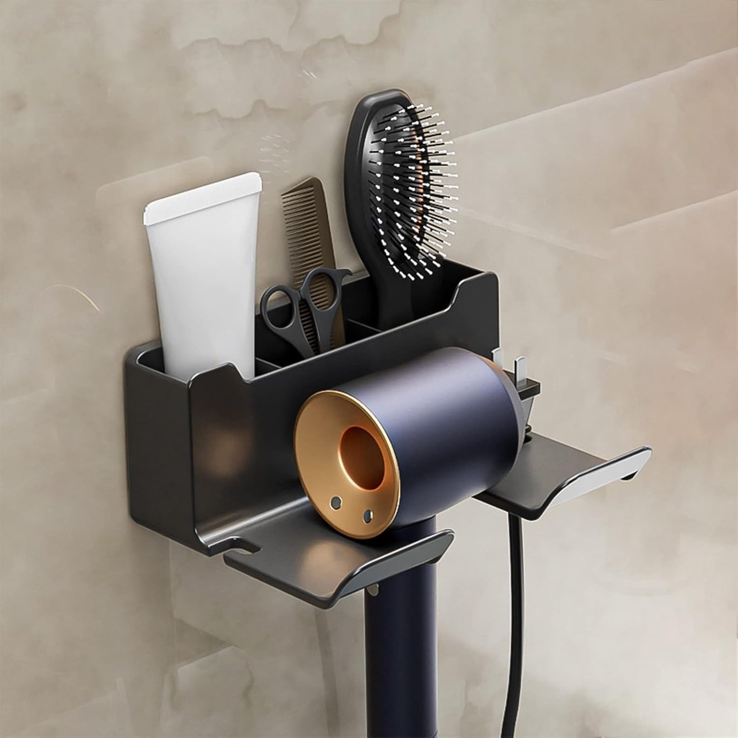 soporte para secador de pelo, Estante for secador de pelo for pared, soporte for secador de pelo, soporte de pared for secador de pelo sin perforación, organizador de herramientas de peinado for sopor
