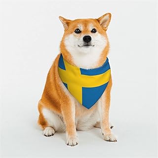 Dog Bandana Scarf Swedish Flag Triangular Bibs Pet with Adjustable Snaps Kerchief Dog Bandana for Small and Large Dogs Medium