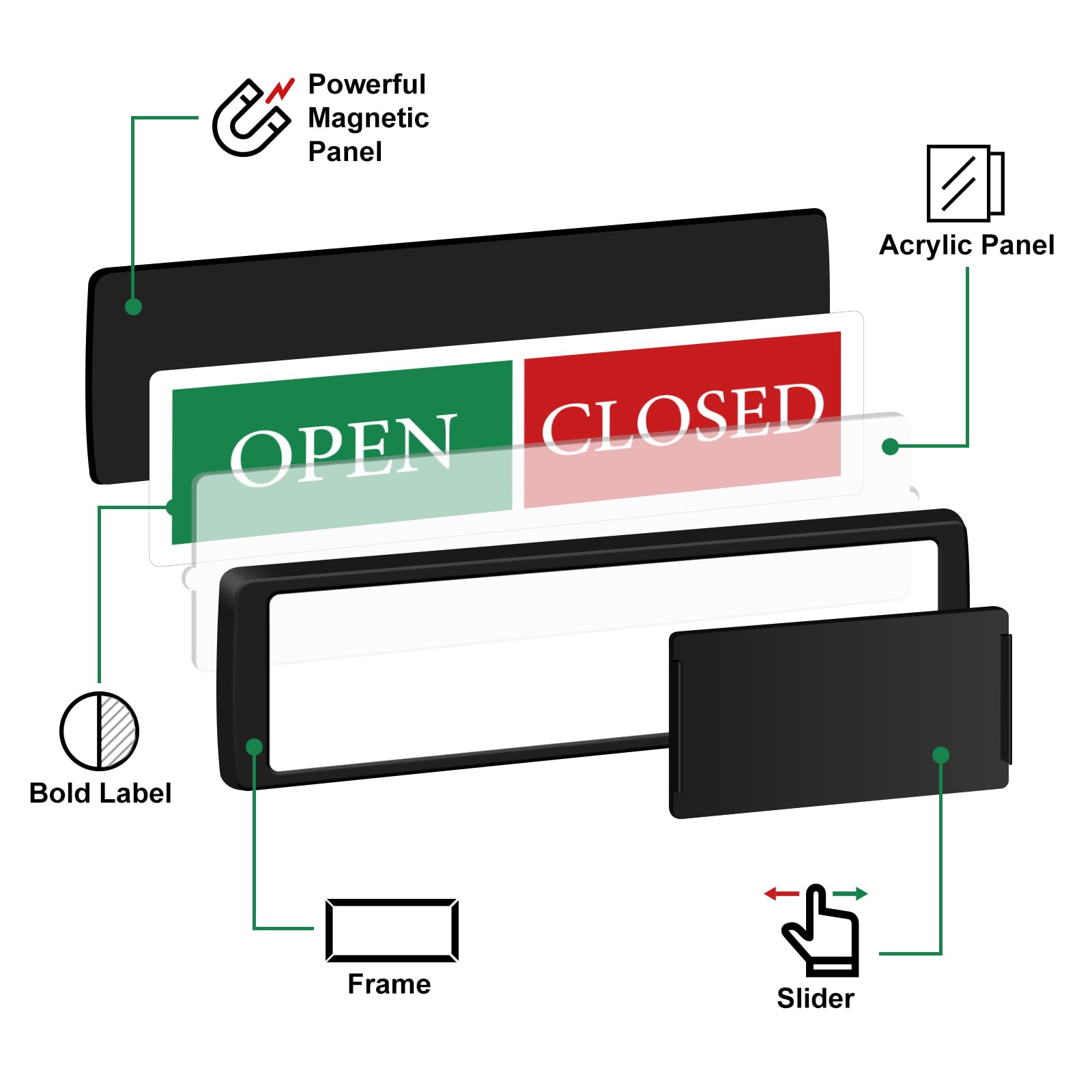 Magnetic Door Indicators Open Closed Sliding Door Sign - Business ...