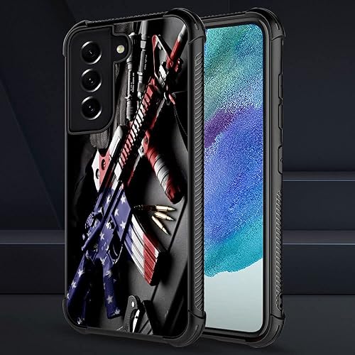 Vista 116 de Funda compatible con Samsung Galaxy S21 Plus, diseño gráfico de bandera de águila en blanco y negro, acrílico, a prueba de golpes, antiarañazos