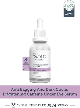 The Purest Solutions, Anti-Bagging and Bruising, Illuminating Caffeine Under-Eye Serum 30 ml (Caffeine 5% + Vitamin C)