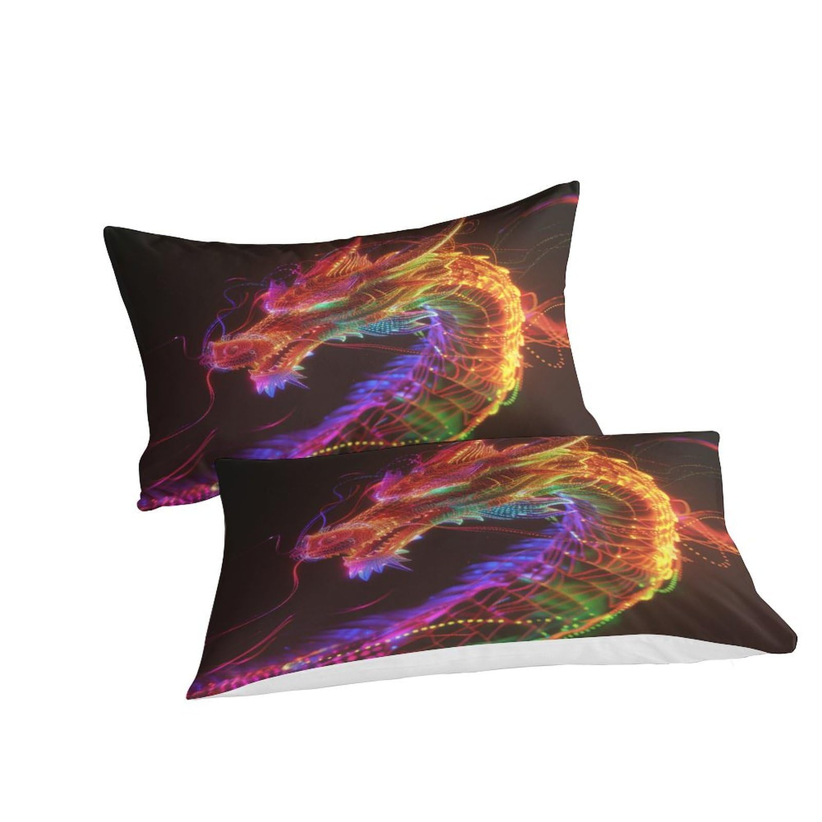 Stampato in 3D Loong cinese Copertina Stampata Microfibra Disegnata Biancheria Da Letto Con Chiusura A Cerniera Con 2 Federe,Double（200x200cm）, Per Ragazzi Adulti