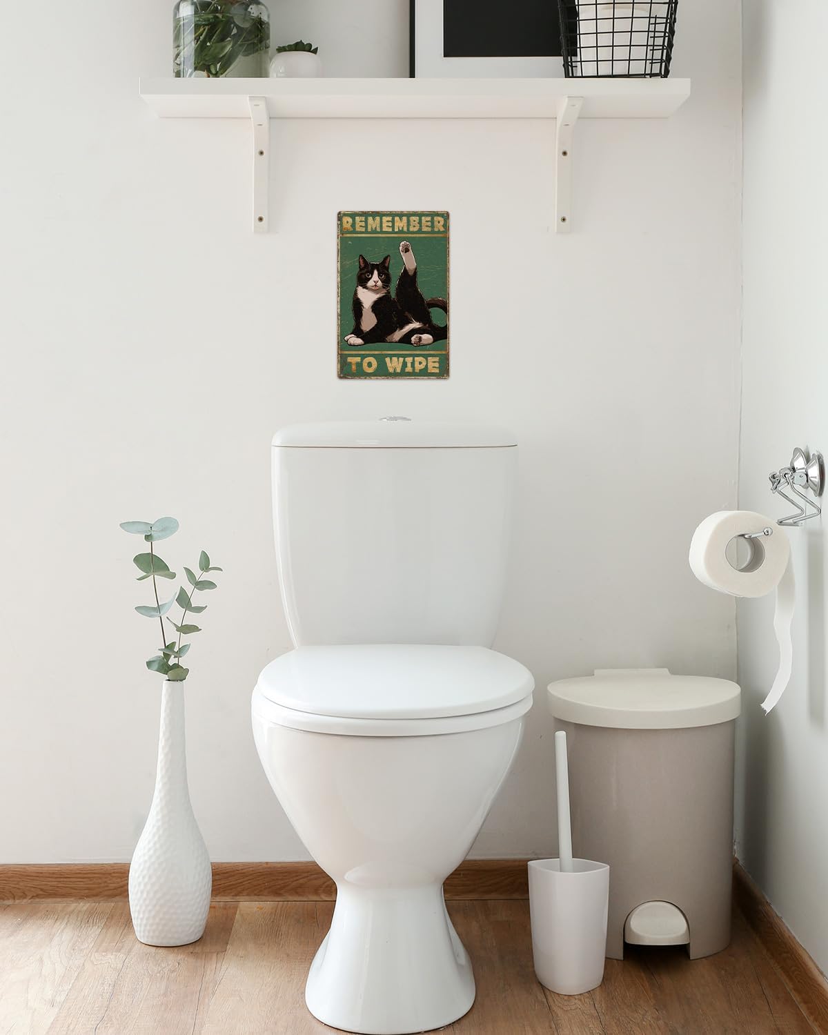 ALKB Funny Cat Bathroom Sign 8x12", Vintage Metal Wall Decor image 3