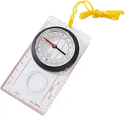Bússola de Orientação com Régua, 11,5 x 6,5 cm, Lupa e Marcação de Escala 1:25000/1:50000, Branco