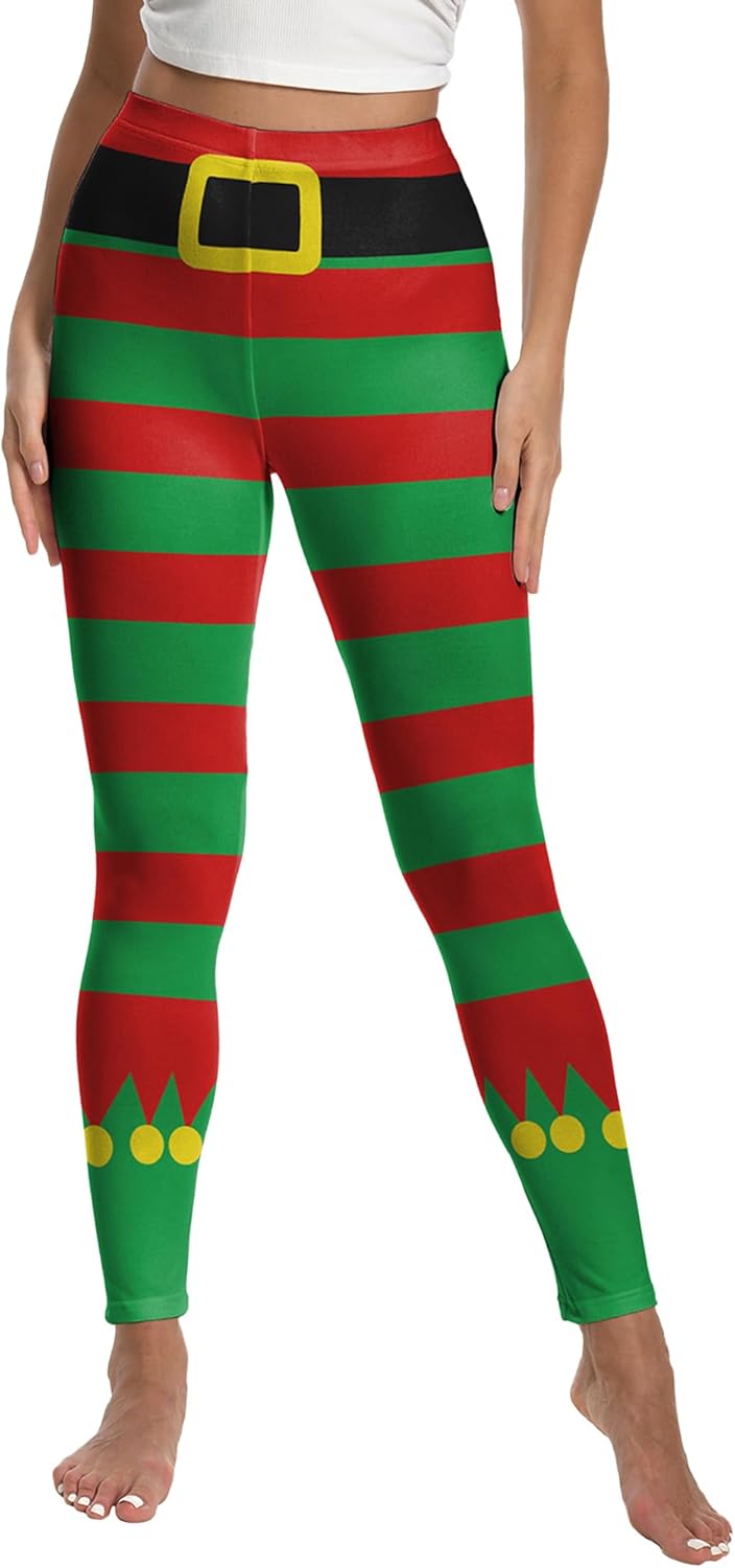 SEAUR Women Christmas Holiday Leggings High Waist Novelty Leggings Funny Tights Stretchy Soft Xmas Leggings for Yoga Workout