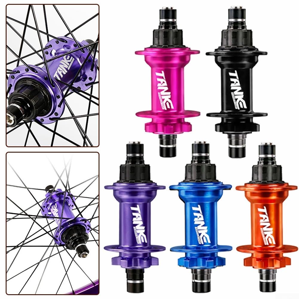 Mozzo posteriore resistente da 135 mm per Dirt Jump Bike, 32 fori, 6 bulloni, compatibile con freno a disco e sistema di cuscinetti completamente sigillati, finitura arancione (viola)