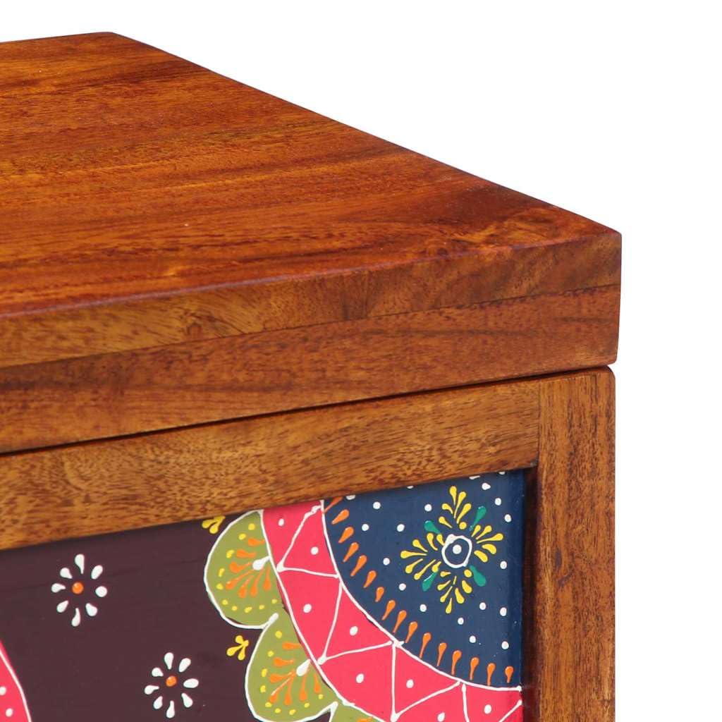 Boîte de rangement rectangulaire en bois d'acacia massif - Multicolore - 50 x 30 x 40 cm