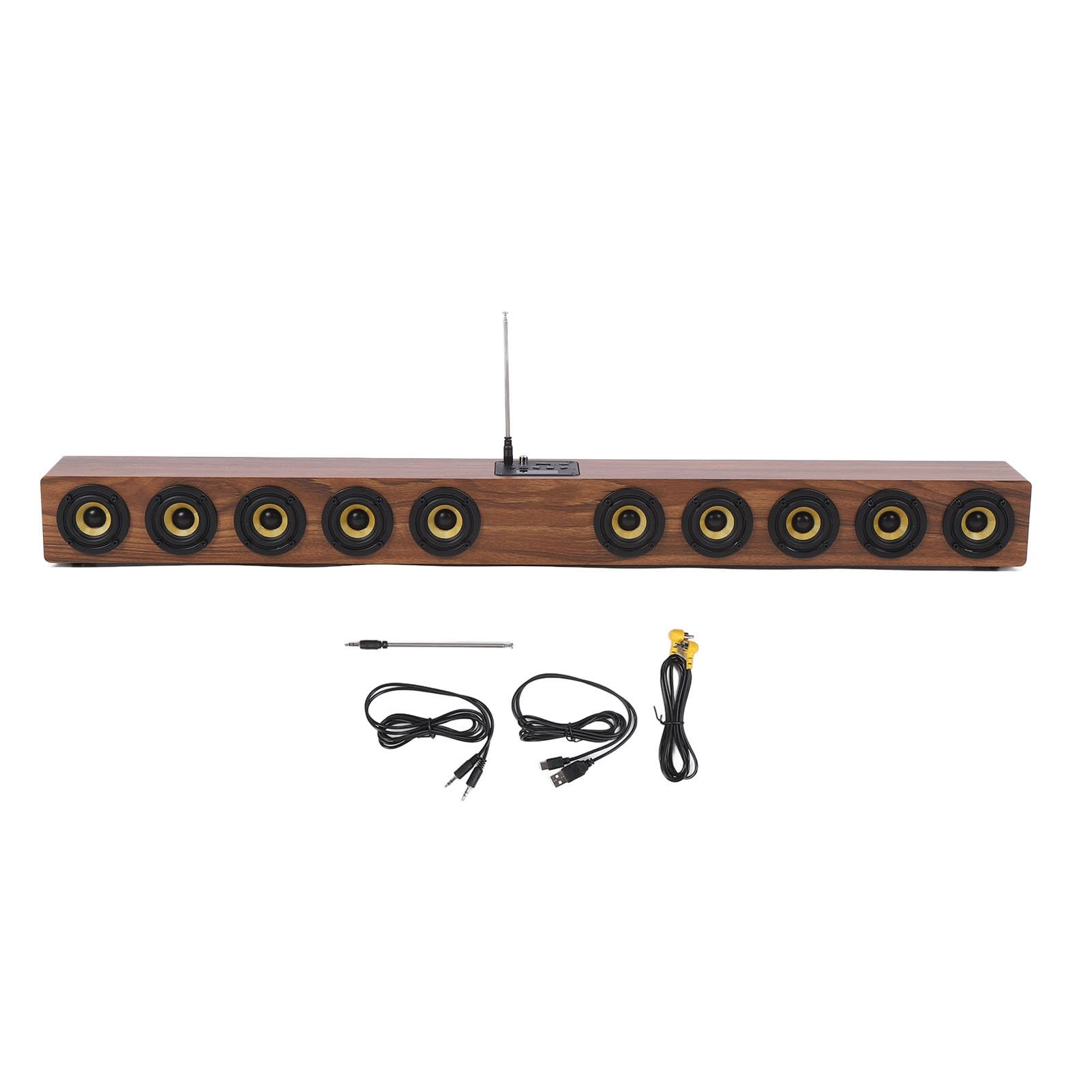 Barre de Son sans Fil, Son Surround HiFi 360°, Haut-parleurs D'ordinateur en Bois avec Bluetooth 5.3, Connexion USB AUX, 50 W, 88 Cm, Barre de Son Home Cinéma pour Téléviseur, PC
