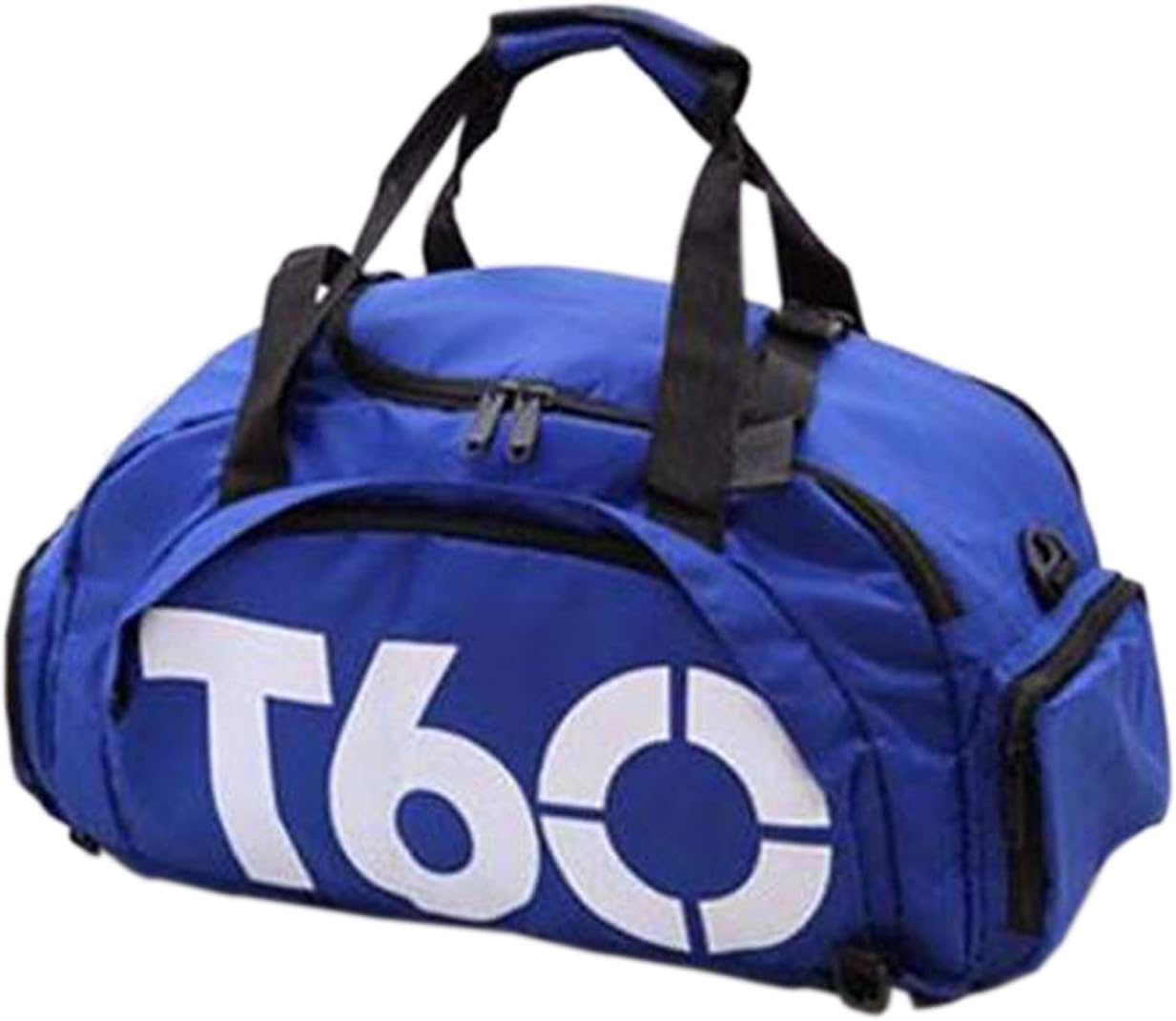 T60 Sports Duffels Backpacks Gym Bags Waterproof - Travel Duffel Bag with Shoes Compartment for Men and Women, Fitness, Yoga (Blue White)