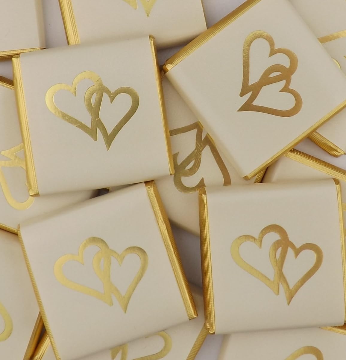 Milk Chocolate Neapolitans Wedding MR & MRS ENTWINED HEARTS WEDDING DAY MADE IN THE UK (GOLD/IVORY ENTWINED HEARTS, PACK OF 96)