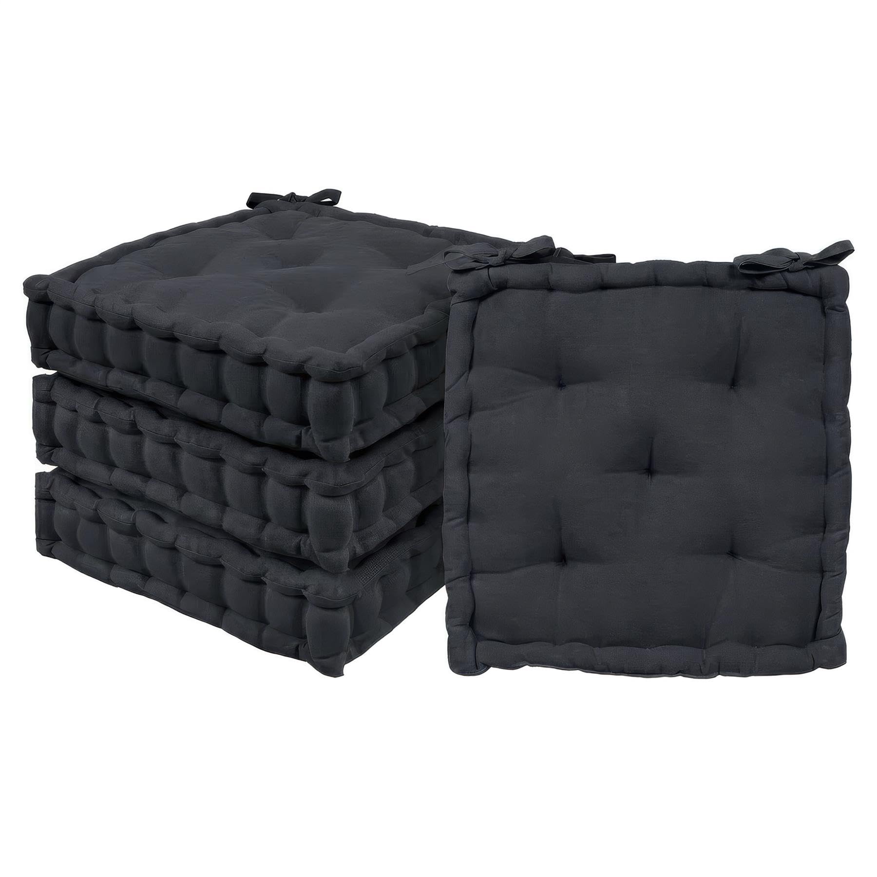 Harbour Housewares - Square Seat Pads - 40 x 40cm - Black - Pack of 4