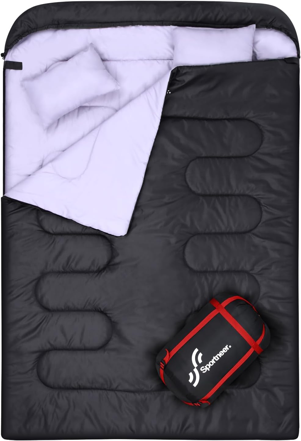 Double Sleeping Bag for Adults Sportneer 2 Person Sleeping Bags for Adults with 2 Pillows