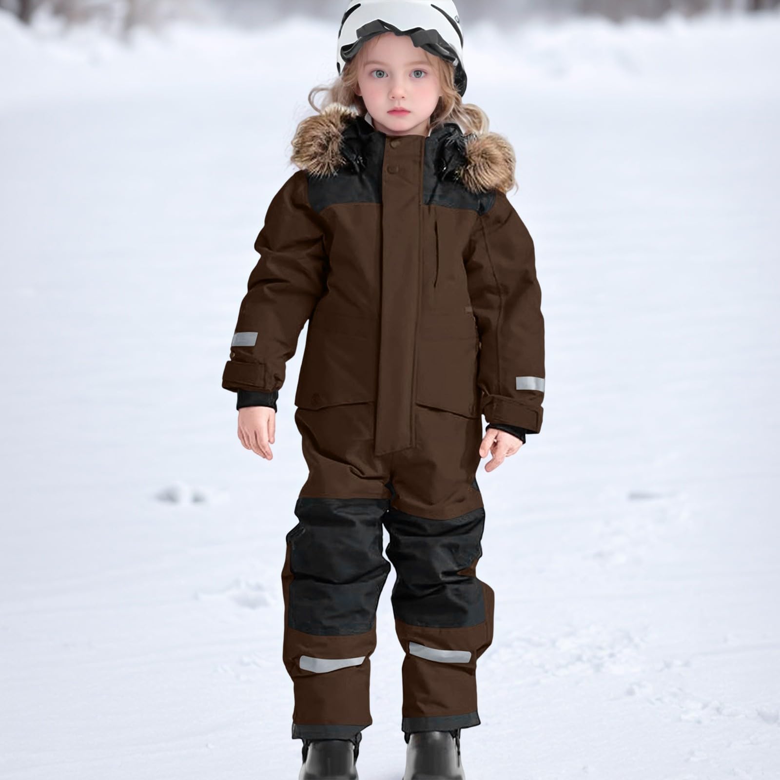 Generisch Tuta da neve robusta e isolata per bambini più grandi, tuta da sci antivento per tutte le stagioni con fodera termica per freddo estremo e avventure invernali all'aperto.