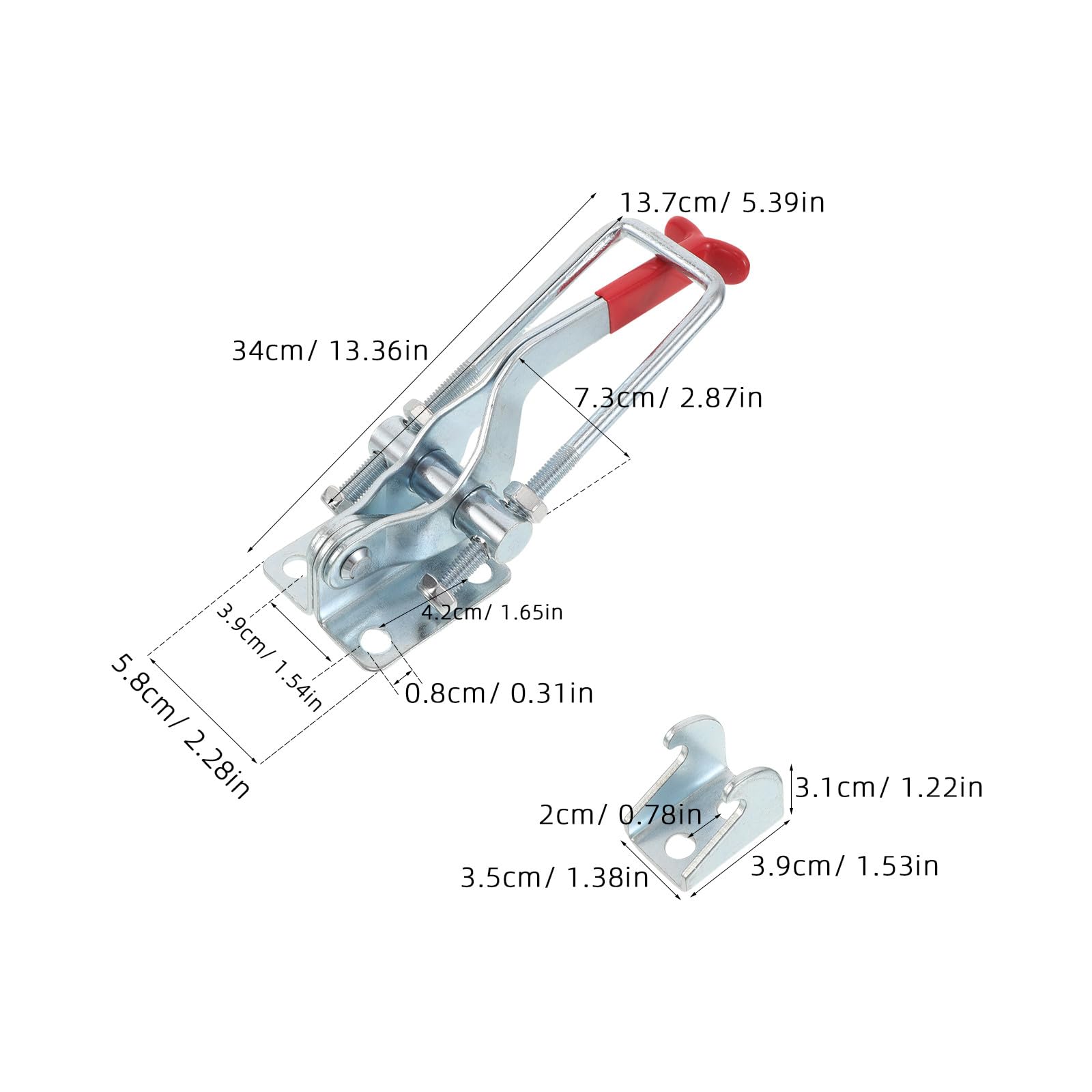 2 szt. zacisków zatrzaskowych M8x56mm, nośność 2183 funtów, regulowanych zatrzasków szybkozłącznych, ocynkowanych, żelaznych, do pokrywy wędzarni, narzędzi Jig, skrzynki narzędziowej