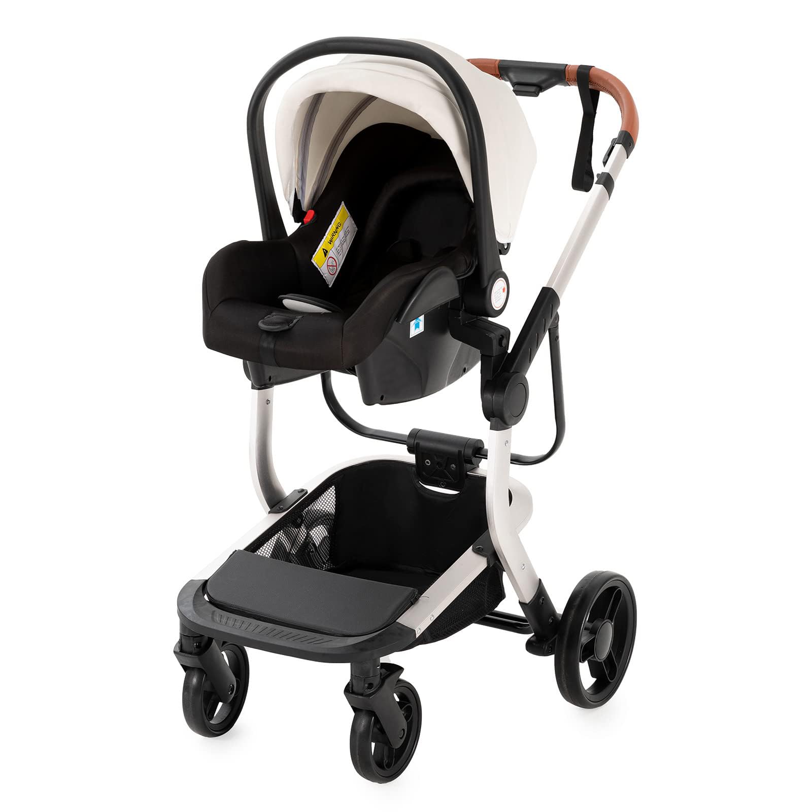 3 en 1 Sistemas de Viaje Silla de Paseo Carrito con Capazo Cochecito de Bebé Reclinable Cochecito de Bebé Plegable Cuna de Bebé Cochecito de Recién Nacido (518 White)