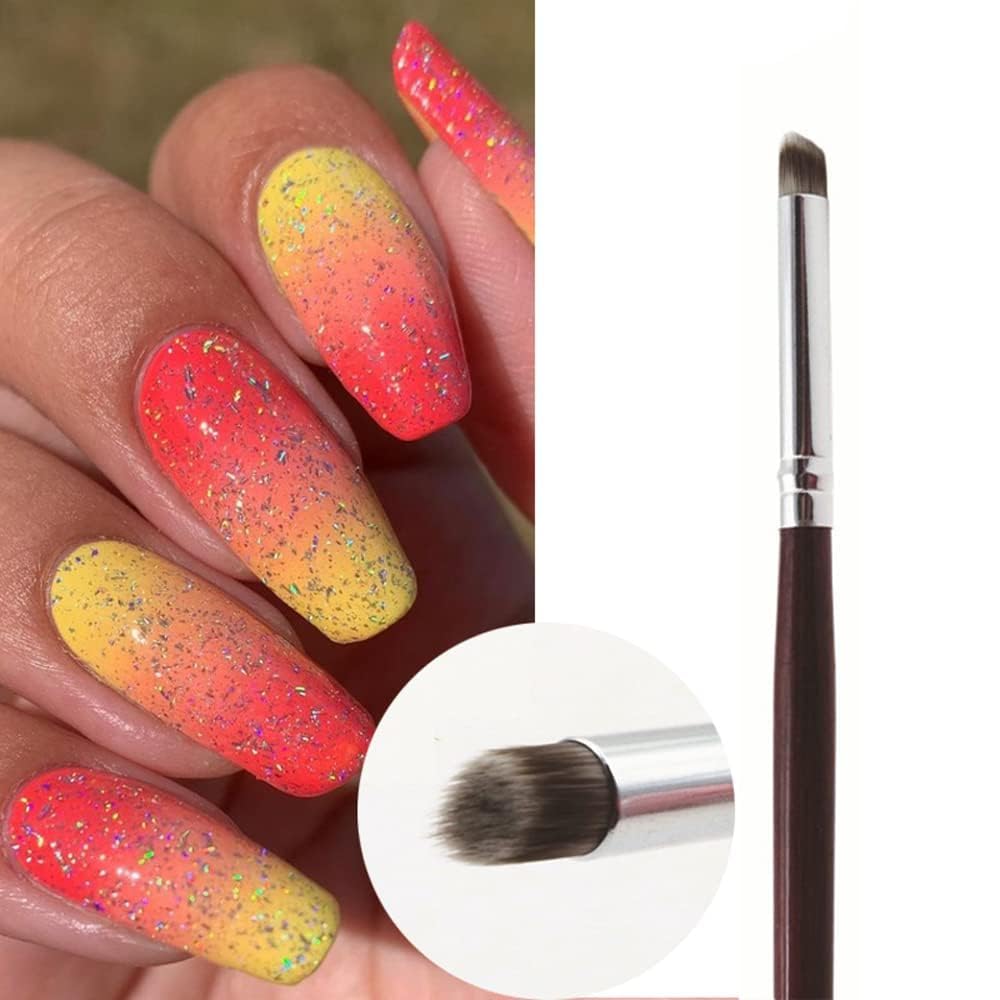 INOG Nail Gradient Brush With Red Wooden Handle Ombre Nail Brush Nail Drawing Brush UV Gel Design Builder Painting Pen-picture-51
