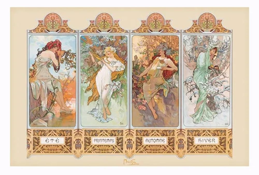 Amazon.com: Four Seasons by Alphonse Mucha 1897 Classic Art