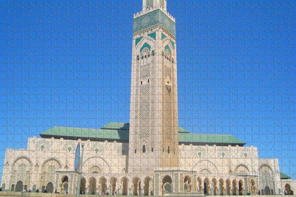 Morocco Hassan II Casablanca Jigsaw Puzzle for Adults 1000 Piece Wooden Travel Gift Souvenir