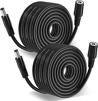 SIOCEN 2-Pack 20FT DC Power Extension Cord 5.5mm x 2.1mm,12v DC Power Supply Adapter for CCTV Security IP Camera Surveillance Indoor Dvr Standalone LED Strip,Car,12 Volt Male to Female Plug Cable
