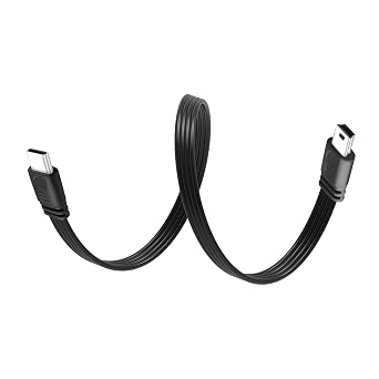 USB-C to USB Mini-B Short Cable 0.65Ft, Flexible Type-C to Mini USB 2.0 Data Cable,480 Mbps Data Transfer + 2A Charging Cable,Compatible with Cameras,MP3 Players,Phones