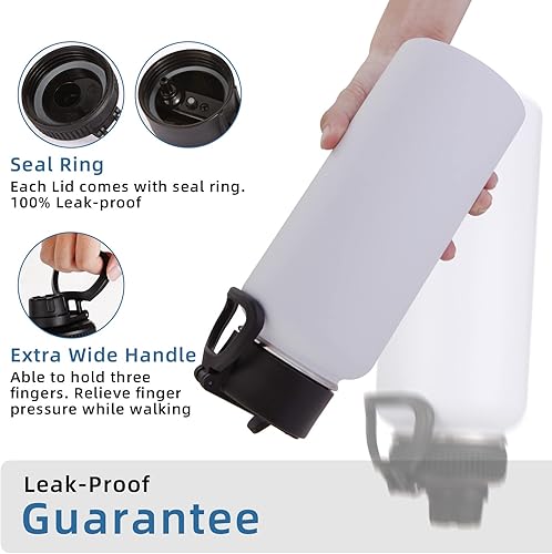 Miniatura 6 de Volhoply Botellas de agua aisladas de 32 onzas a granel con tapa de popote y tapa de boquilla, no aptas para sublimación, botella de agua deportiva