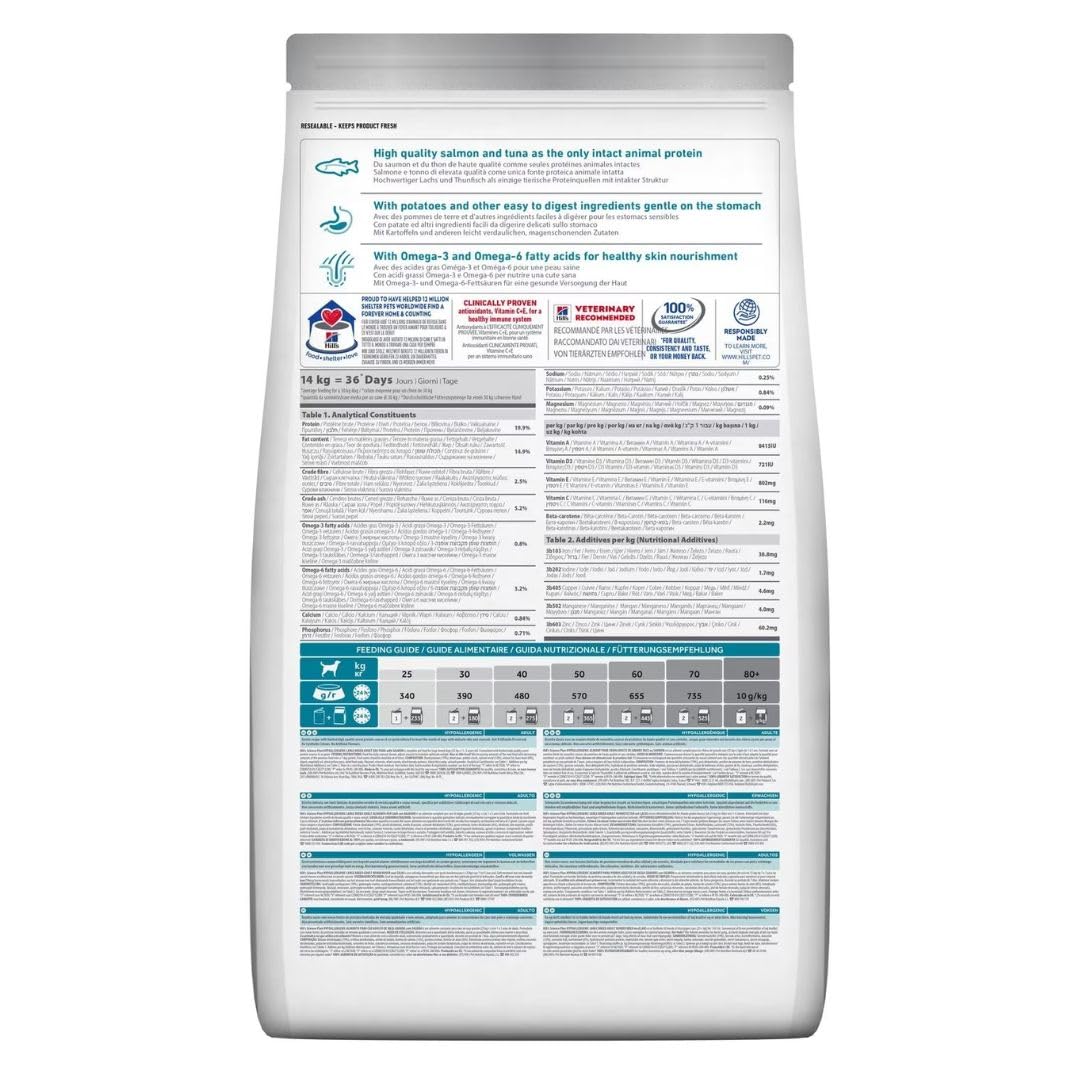 HILL'S ADULT CANINE HYPOALLERGENIC LARGE SALMONE 12 KG