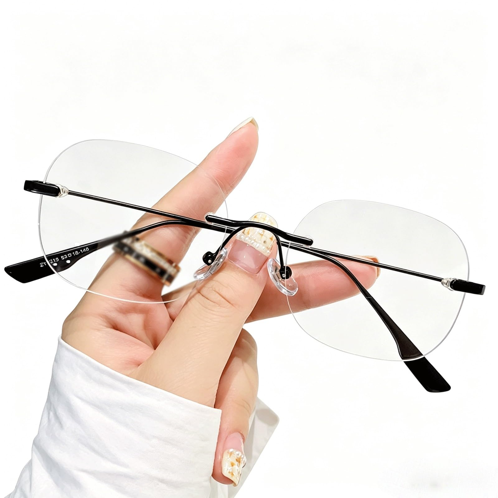 KLJUddGY Frameless Eyewear Frames Blocking Spectacles for Computer Non Prescription Eyeglasses Full Rim Reading Glasses Lightweight(Nero)