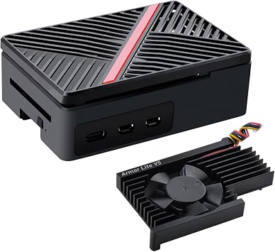 GeeekPi Case for Raspberry Pi 5, Pi 5 ABS Case with Armor Lite V5 Heatsink Fan for Raspberry Pi 5 4GB/8GB Black